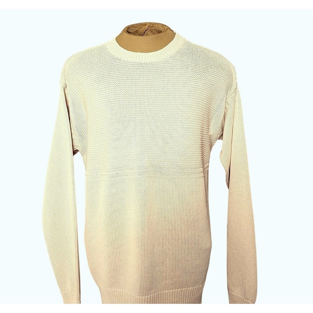 AllSaints Bay Crew Linen Cotton Sweater L Preppy Casual Minimalist Quiet Luxury